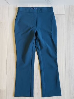 J&L Atelier Ponte Pants Womens Small Teal Blue Straight Leg Stretch Trouser